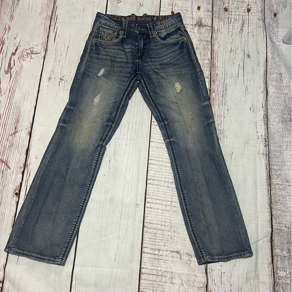 ROCK REVIVAL “Kevin” premium denim jeans boho western size 31 EUC - Picture 1 of 16